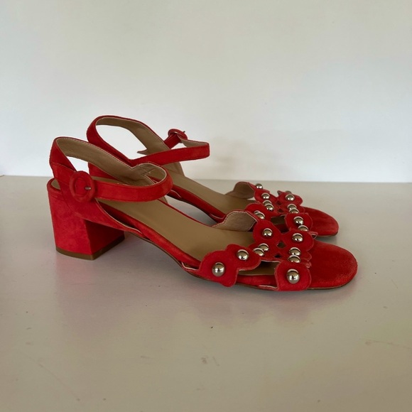 Anthropologie Mary Red Studded Heeled Sandals, size 41 / 10 - Picture 3 of 10